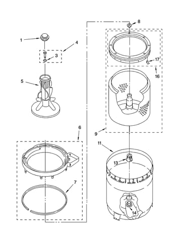 Agitator, basket and tub parts