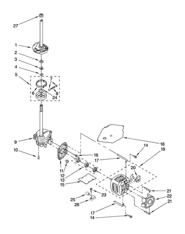 Brake, clutch, gearcase, motor and pump parts