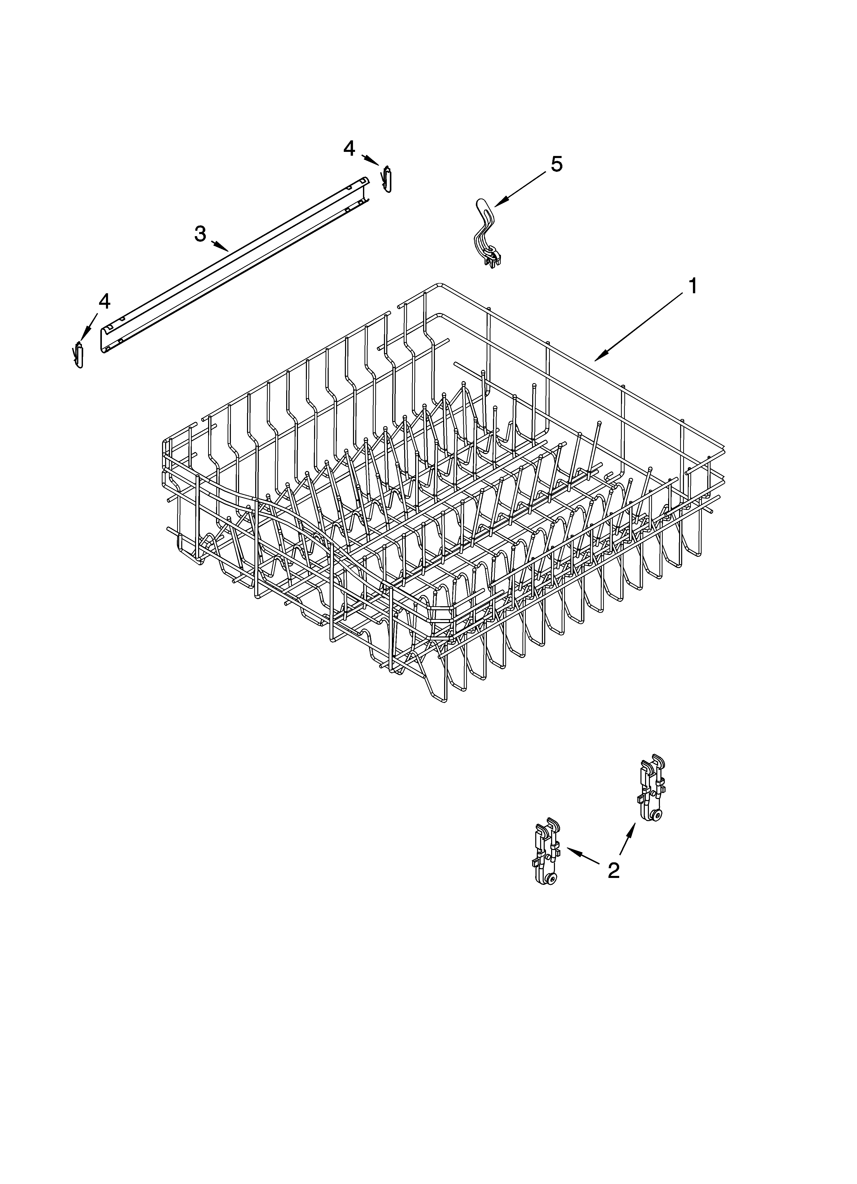 Upper rack and track parts