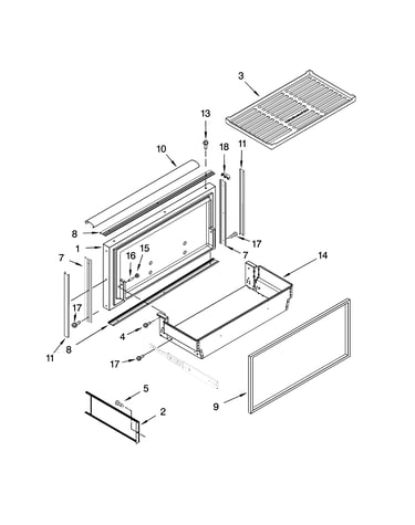 Freezer door and basket parts