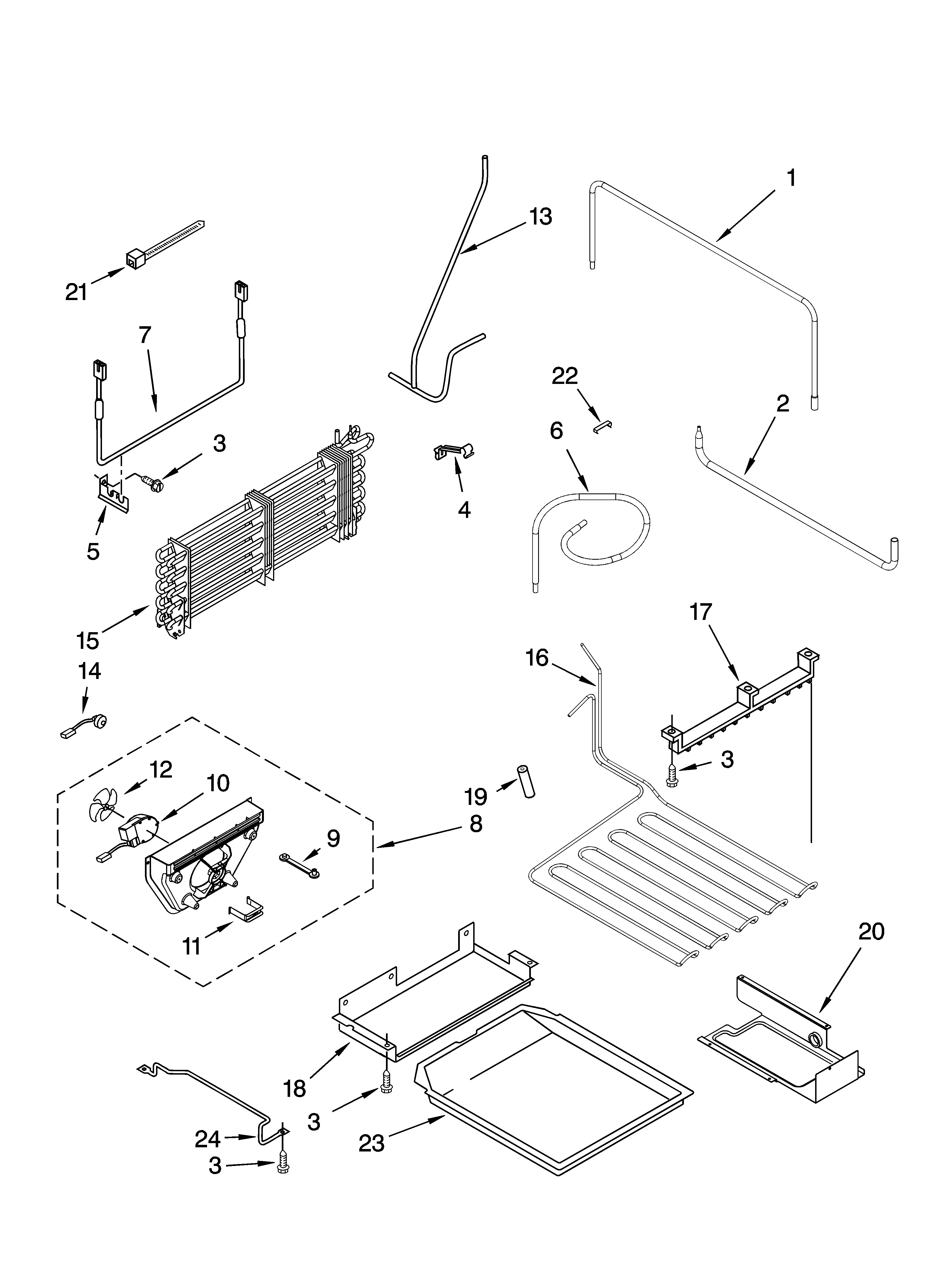 Lower unit and tube parts