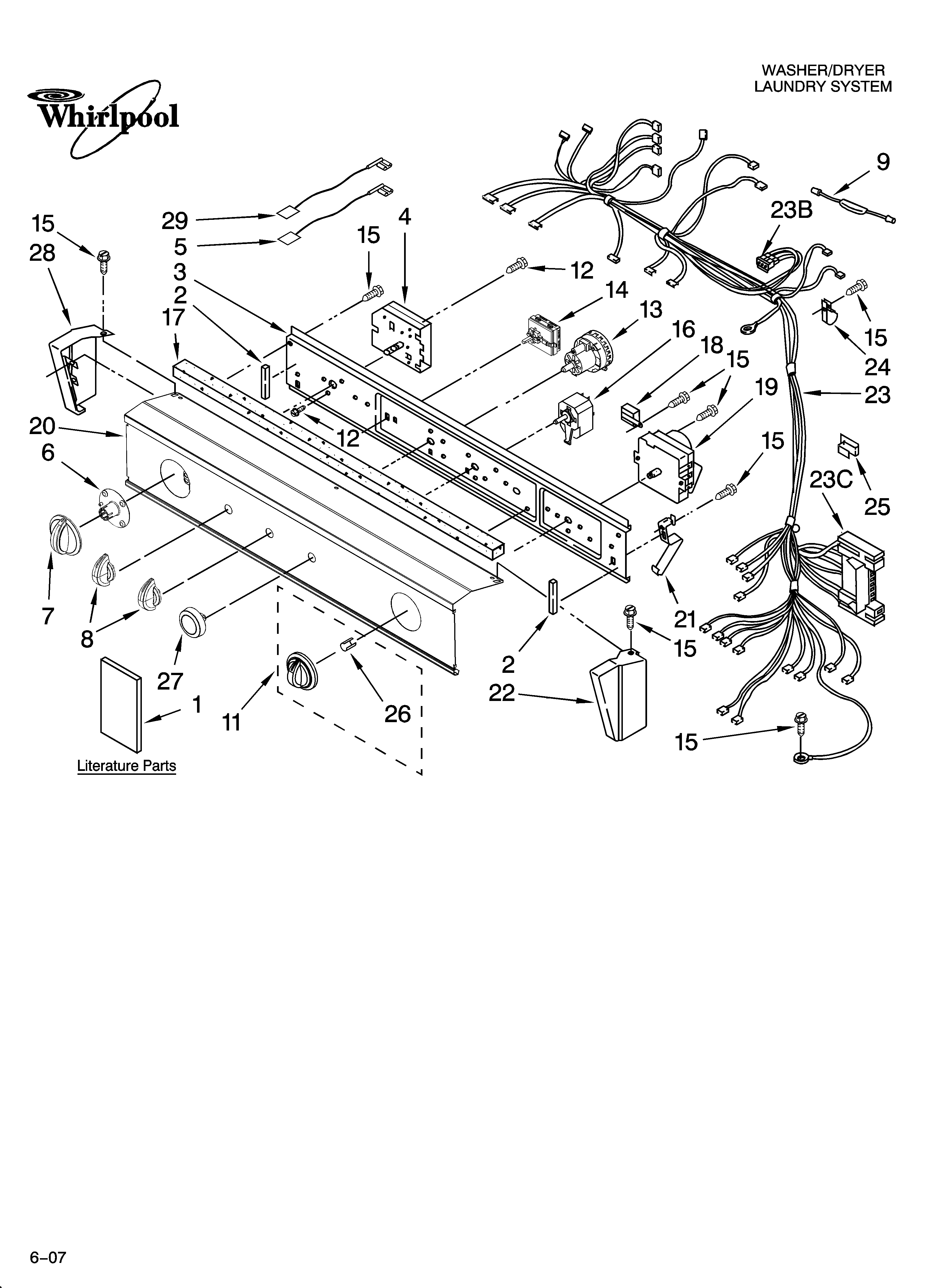 Washer/dryer control panel parts