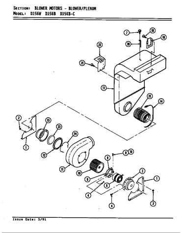 Blower motor (blower/plenum d156b & w) (d156b) (d156w)