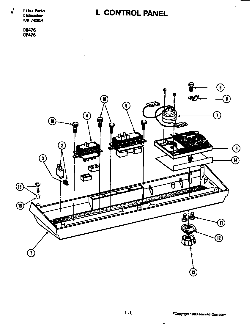 CONTROL PANEL (DU476/DP476) (DU476) (DP476)