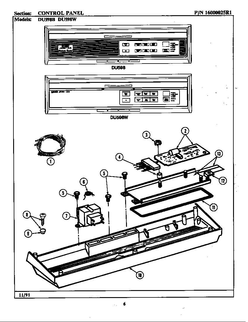 CONTROL PANEL (DU598) (DU598B) (DU598W)