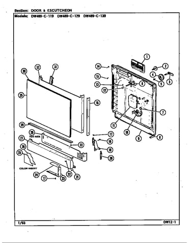Door & escutcheon (dw489c119) (dw489c129) (dw489c139)