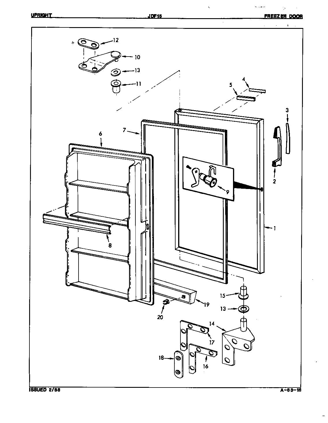 Upright freezer door