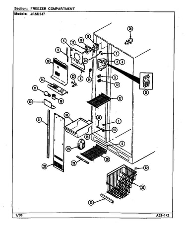 Freezer compartment (jrsd247b/dq83a) (jrsd247l/dq85a) (jrsd247w/dq81a)