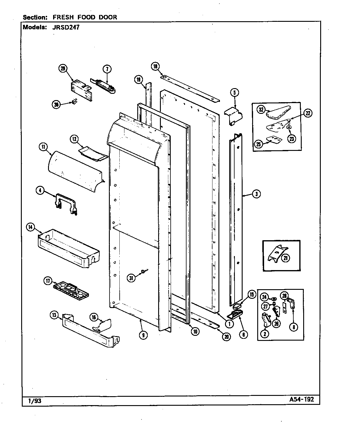 FRESH FOOD DOOR (JRSD247B/DQ83A) (JRSD247L/DQ85A) (JRSD247W/DQ81A)