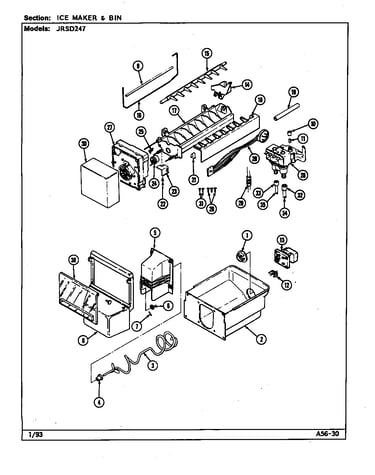 Ice maker & bin (jrsd247b/dq83a) (jrsd247l/dq85a) (jrsd247w/dq81a)