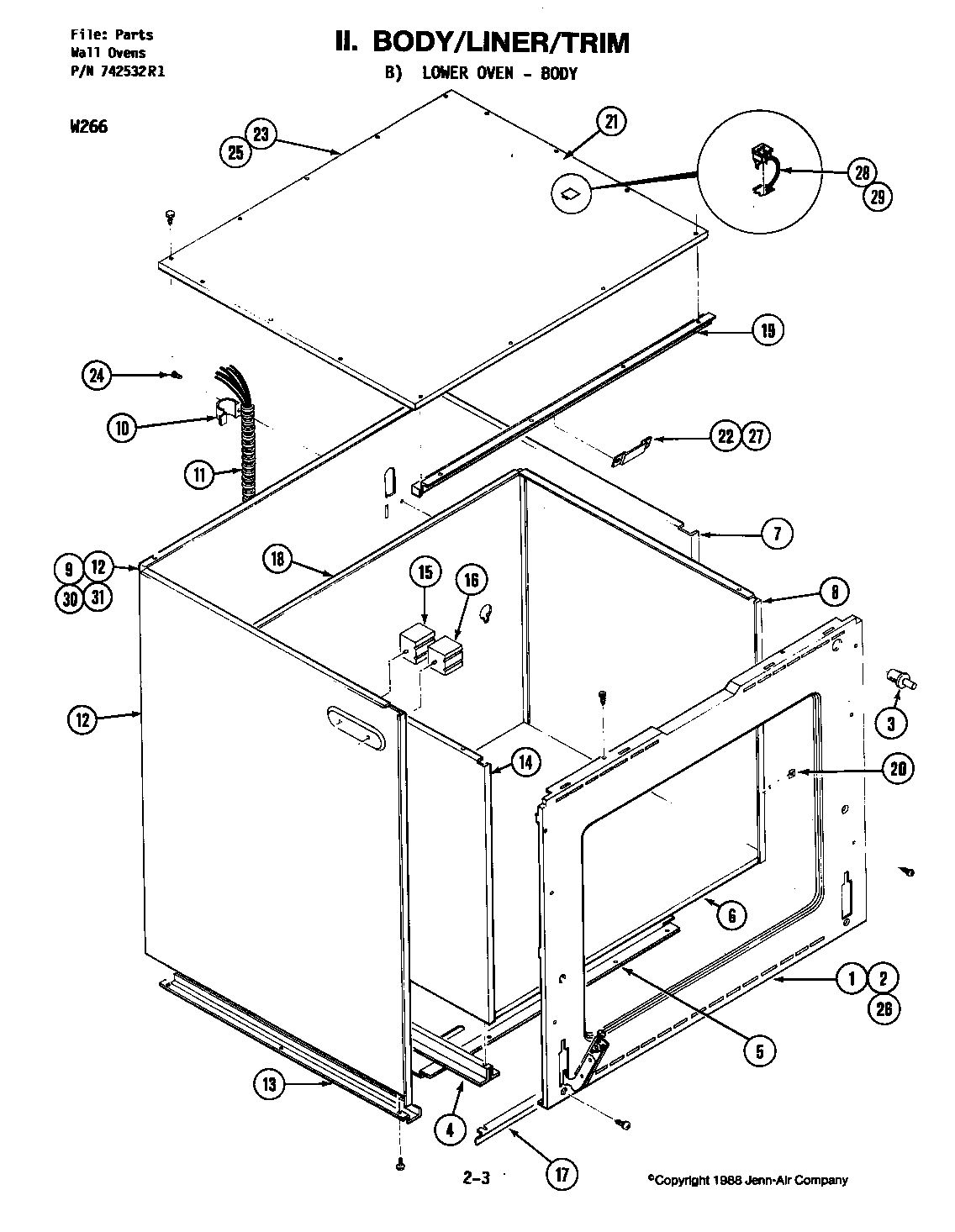 Body-liner/trim-lower oven