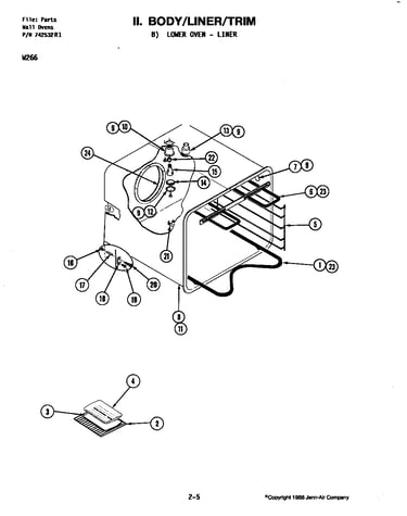 Body-liner/trim-lower oven