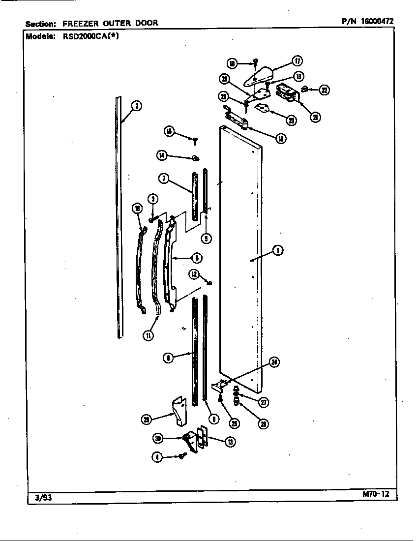 Freezer outer door