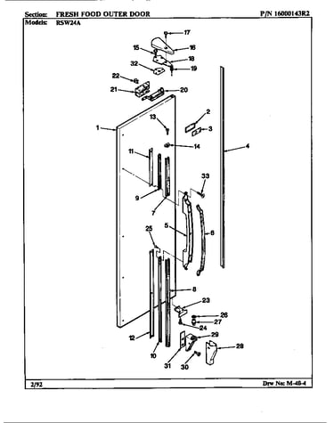 Fresh food outer door (rsw24a/am81e) (rsw24a/am81f) (rsw24a/bm81a) (rsw24a/bm81b) (rsw24a/bm81c)