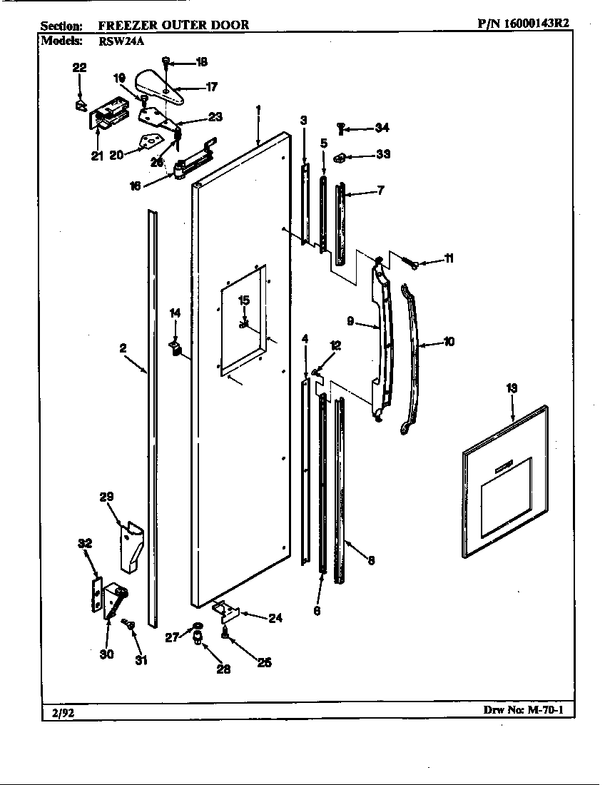 FREEZER OUTER DOOR (RSW24A/AM81E) (RSW24A/AM81F) (RSW24A/BM81A) (RSW24A/BM81B) (RSW24A/BM81C)