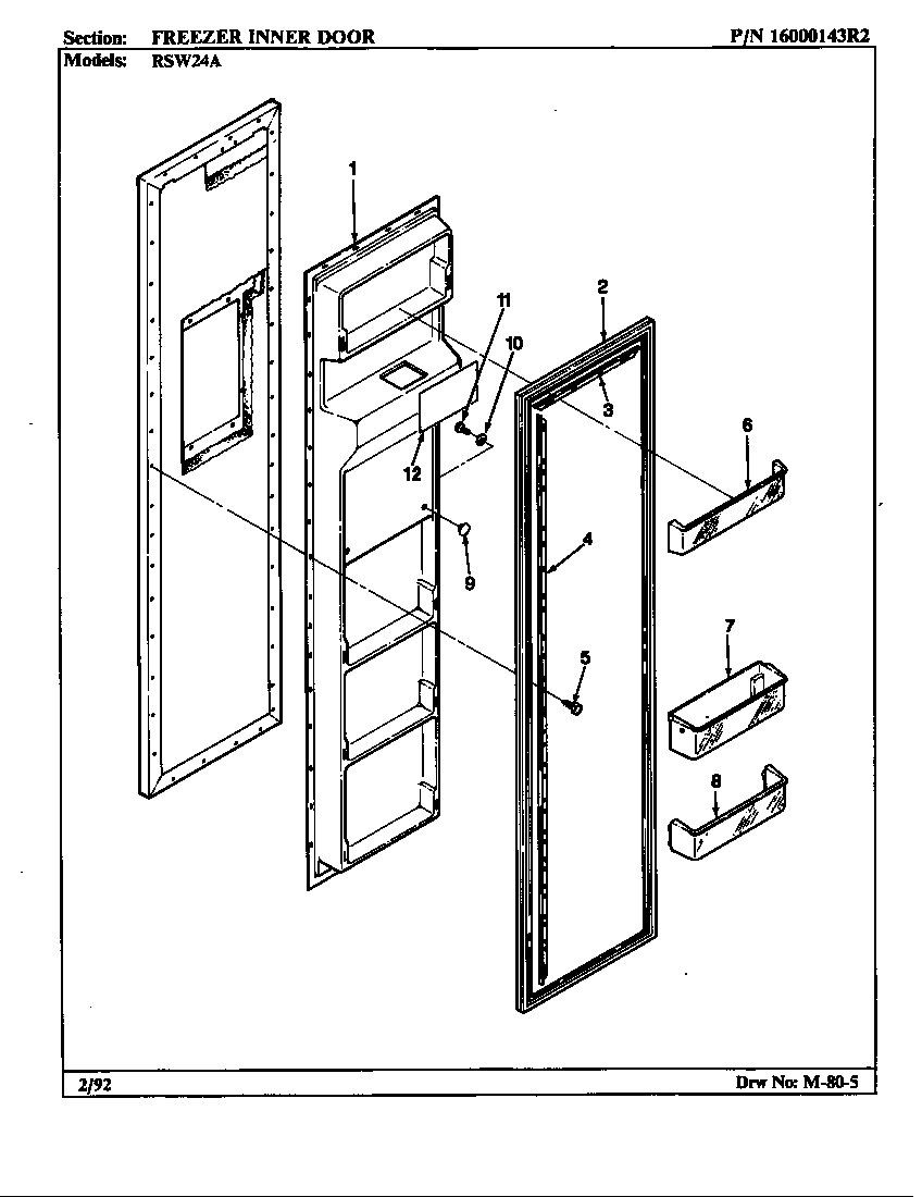 FREEZER INNER DOOR (RSW24A/AM81E) (RSW24A/AM81F) (RSW24A/BM81A) (RSW24A/BM81B) (RSW24A/BM81C)