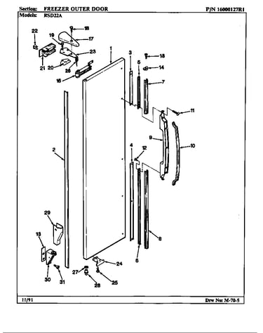 Freezer outer door