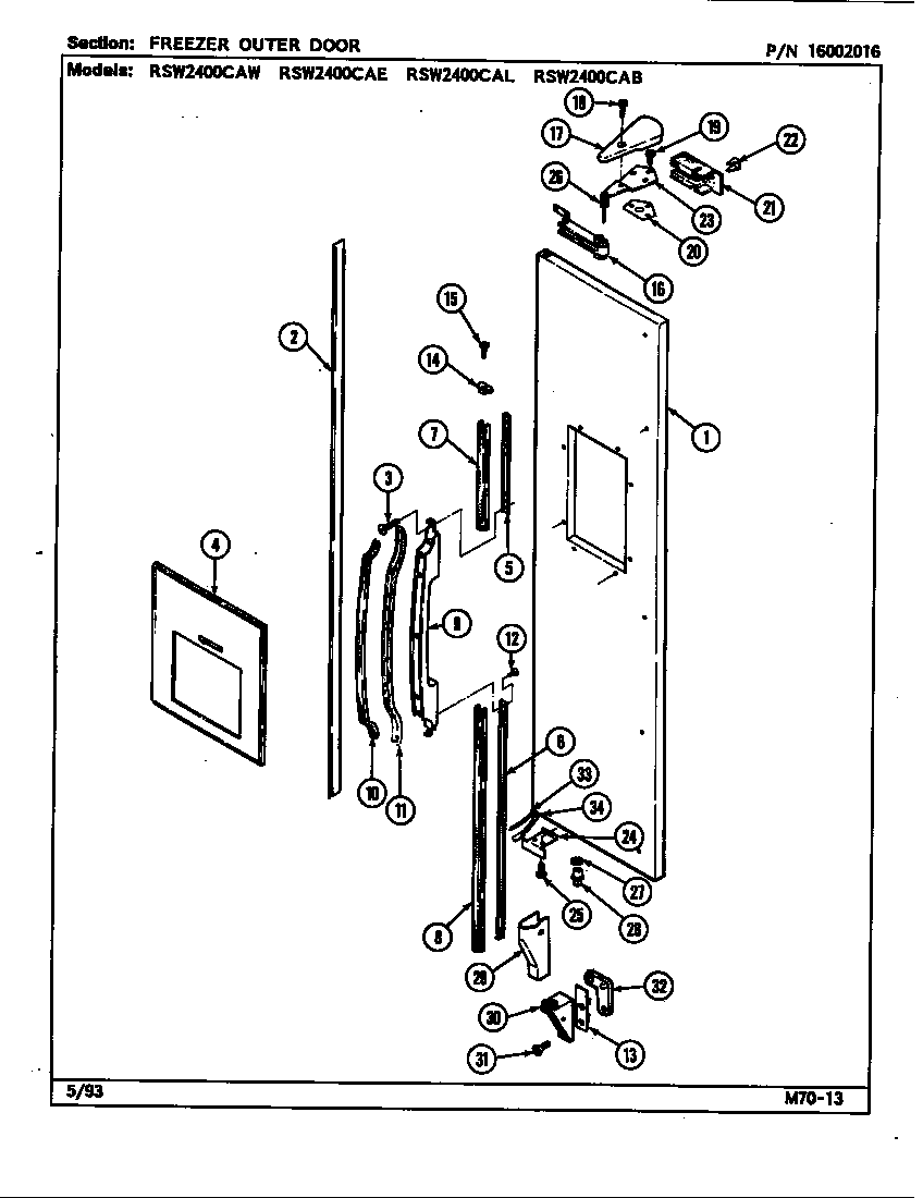 Freezer outer door