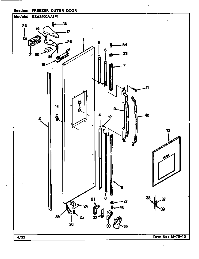 Freezer outer door
