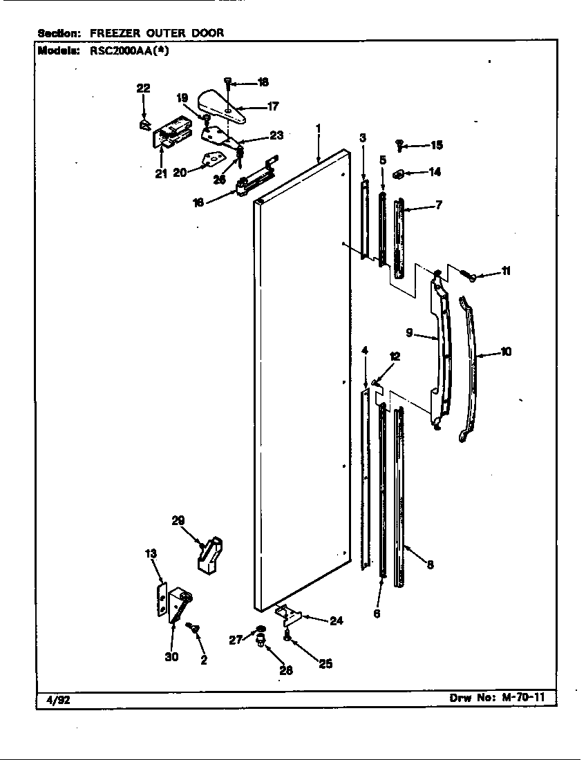 Freezer outer door