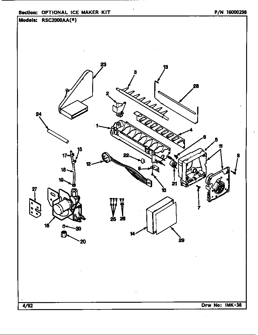 Optional ice maker kit