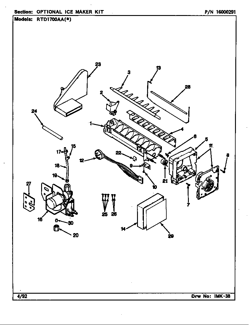 Optional ice maker kit (rae3100aax)