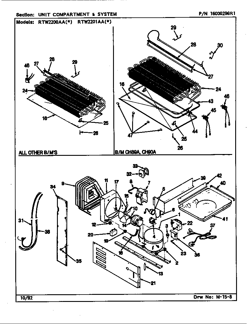 UNIT COMPARTMENT & SYSTEMS (CH89A & 90A) (RTW2200AAL/CH89A) (RTW2200AAW/CH89A) (RTW2201AAL/CH90A) (RTW2201AAW/CH90A)