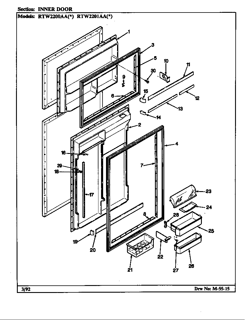 INNER DOOR (RTW2200AAL/CH89A) (RTW2200AAW/CH89A) (RTW2201AAL/CH90A) (RTW2201AAW/CH90A)