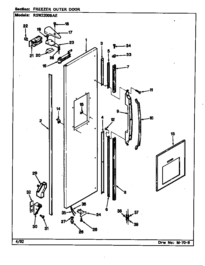 Freezer outer door