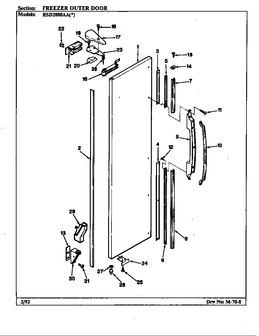 Freezer outer door