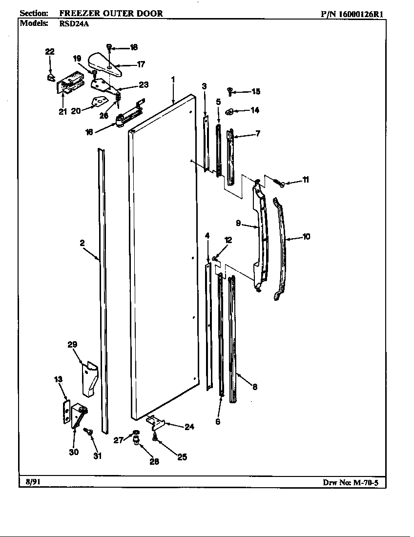 Freezer outer door
