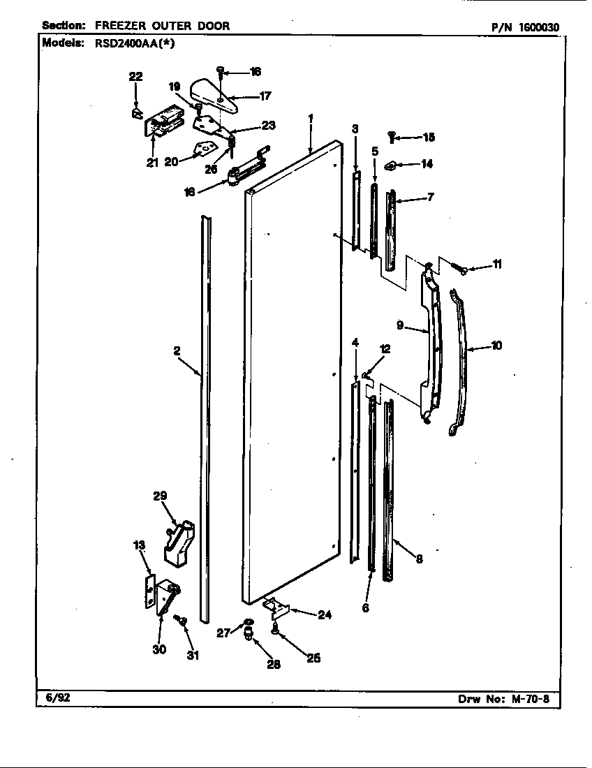 Freezer outer door