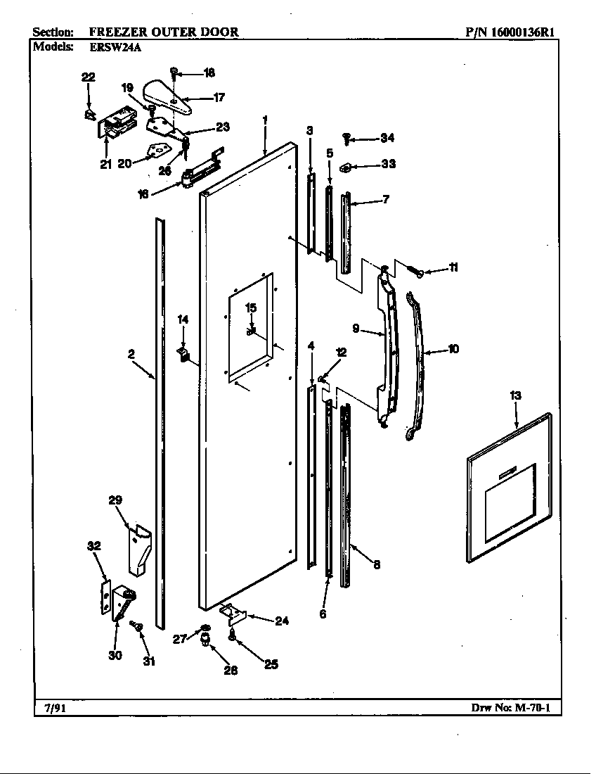 Freezer outer door