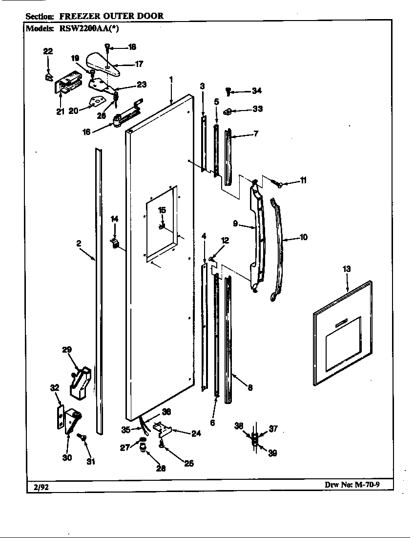 Freezer outer door