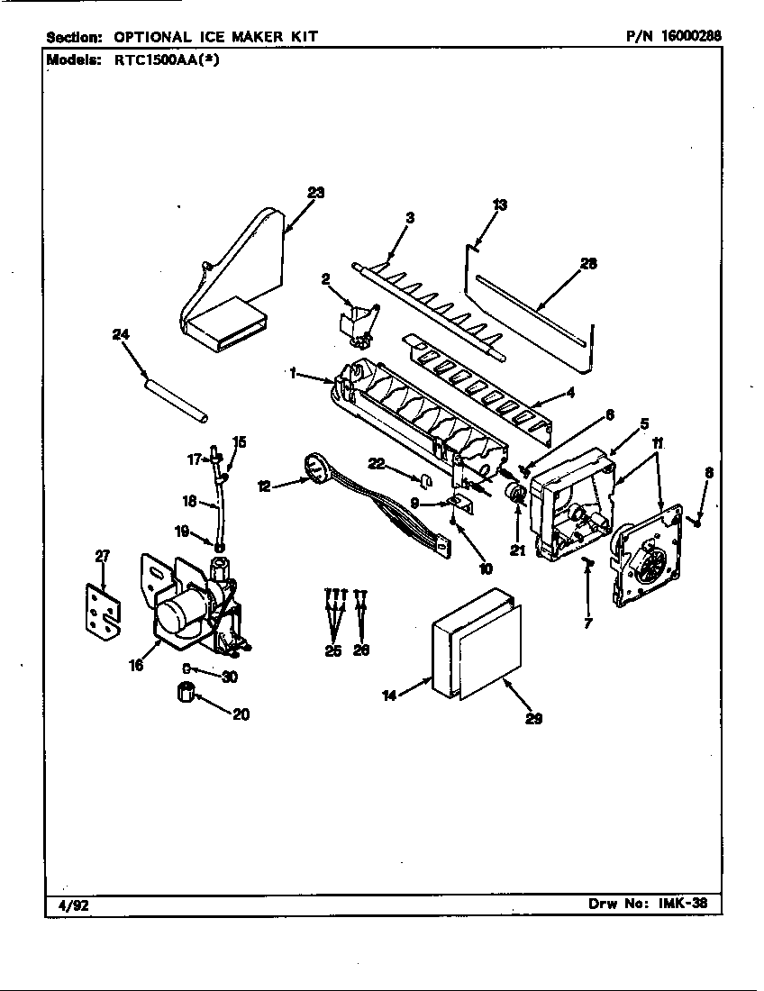 Optional ice maker kit