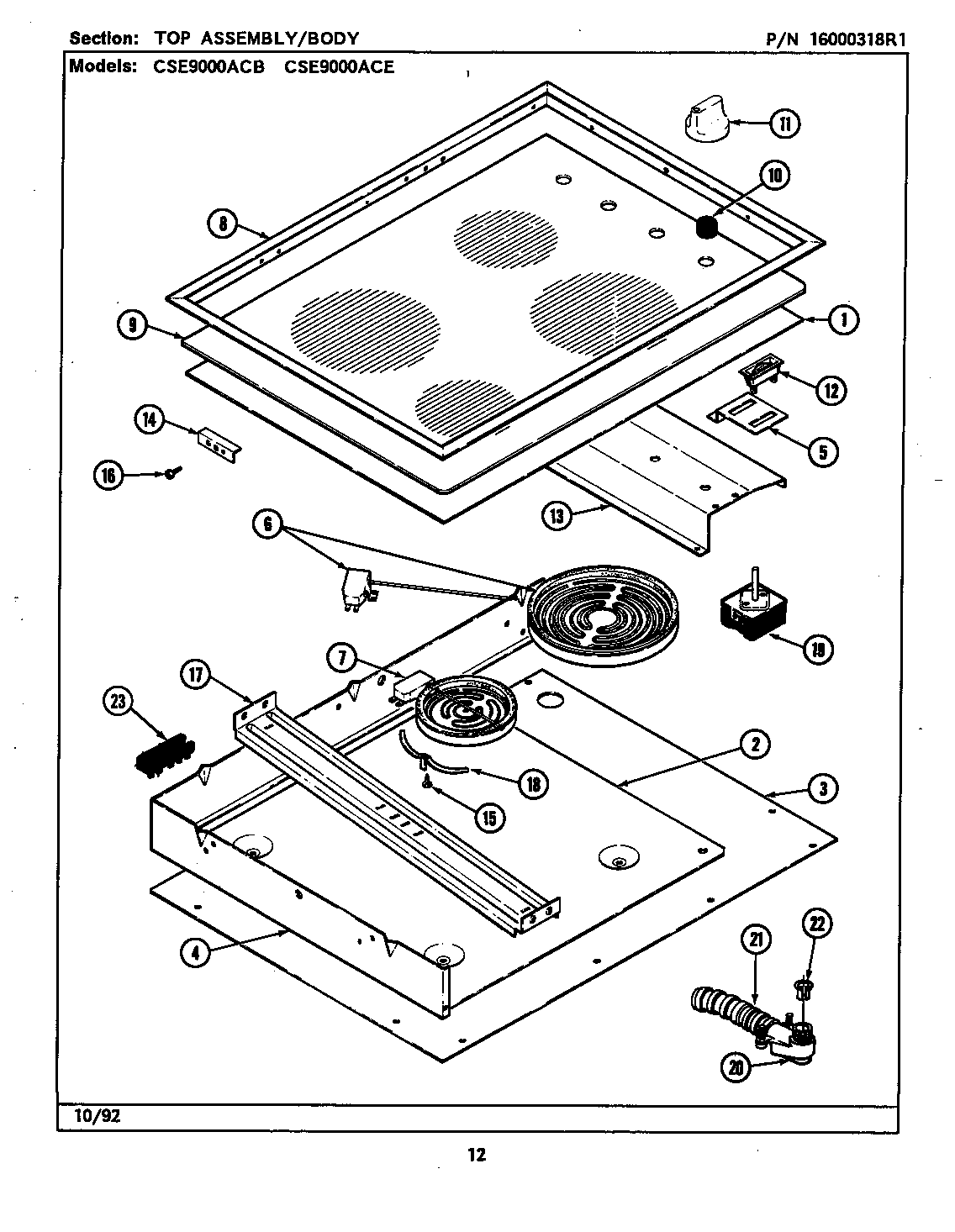Top assembly & body (series 00-09) (cse9000acb) (cse9000ace)