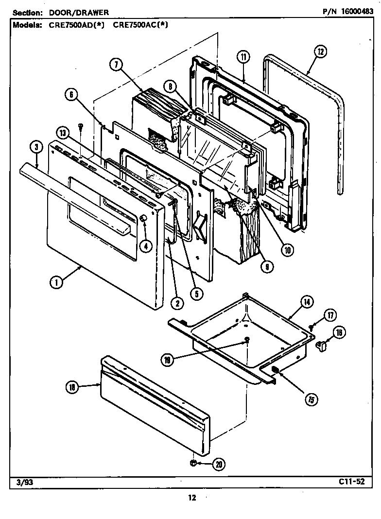 DOOR/DRAWER (CRE7500ACL) (CRE7500ACW) (CRE7500ADL) (CRE7500ADW)