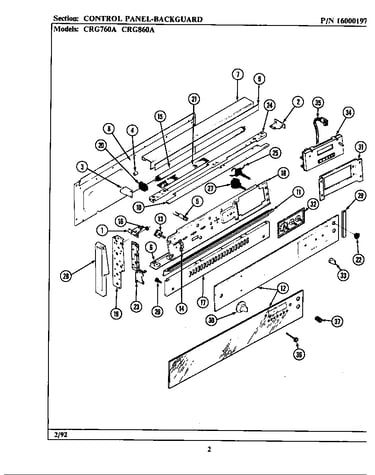 Control panel (*crg760a *crg860a) (bcrg860a) (crg760a) (crg860a) (lcrg760a) (lcrg860a)