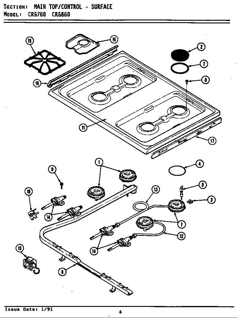 MAIN TOP/GAS CONTROLS (*CRG760 *CRG860) (BCRG860) (CRG760) (CRG860) (LCRG760) (LCRG860)