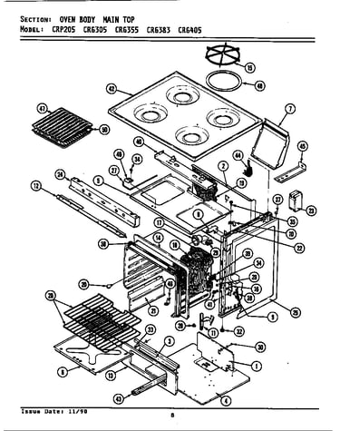 Oven body/main top