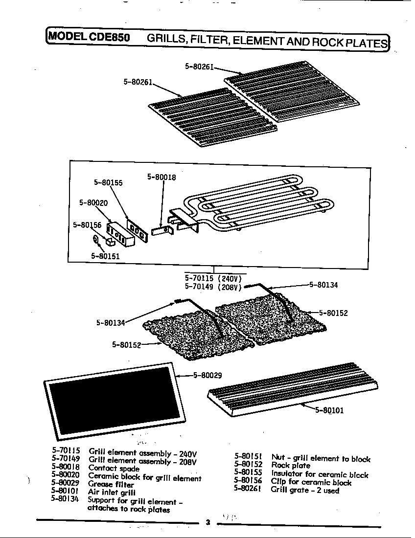 Grill, filter, element & rock plate