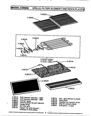 Grill, filter, element & rock plate