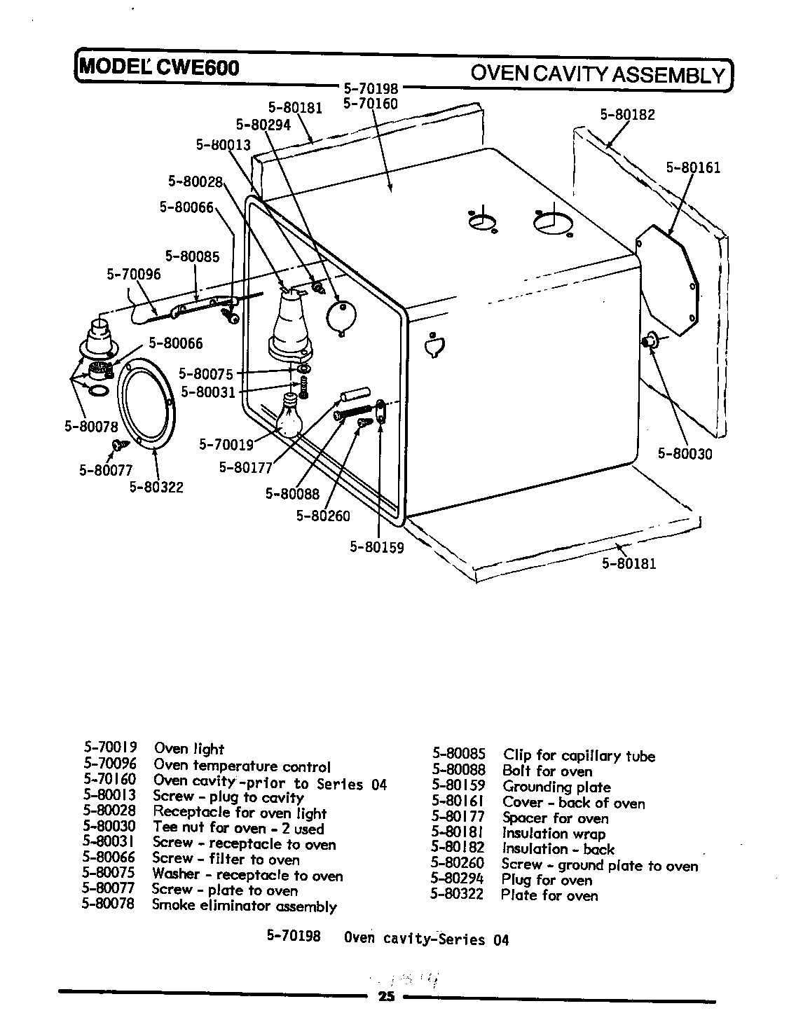 Oven cavity assembly (cwe600) (cwe600)