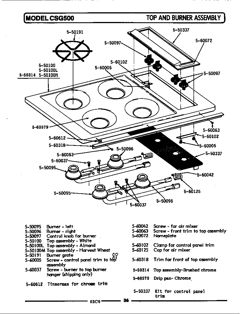Top & burner assembly