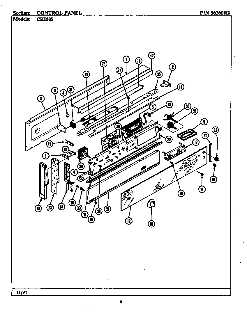 Control panel (cre805) (bcre805) (cre805) (lcre805)