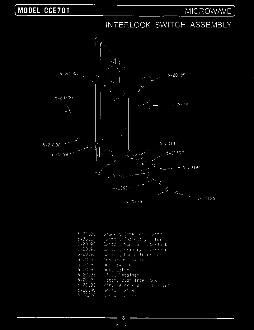 INTERLOCK SWITCH ASSEMBLY - MICROWAVE