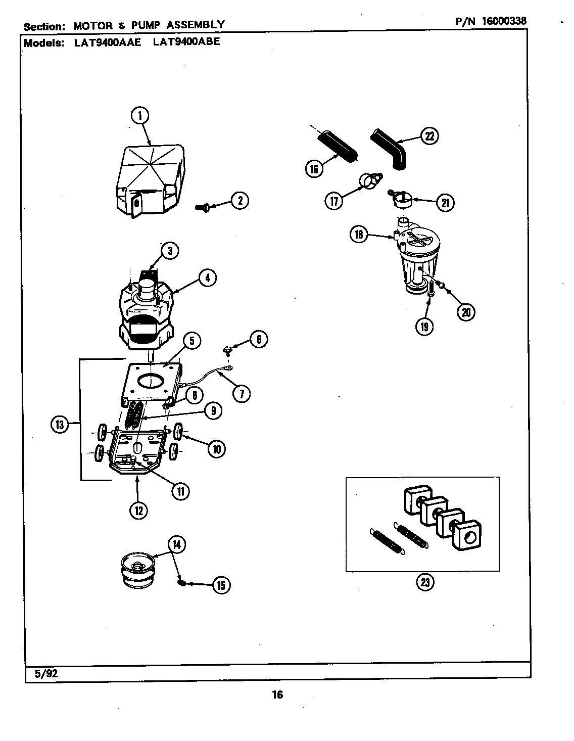 Motor & pump assembly (lat9400aae & abe) (lat9400aae) (lat9400abe)