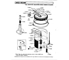 Maytag LA308 tub, agitator, mtg. stem, hoses & clamps diagram