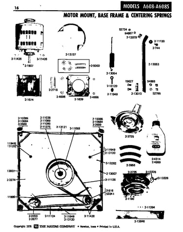 Motor mount, base frame & centering sprs