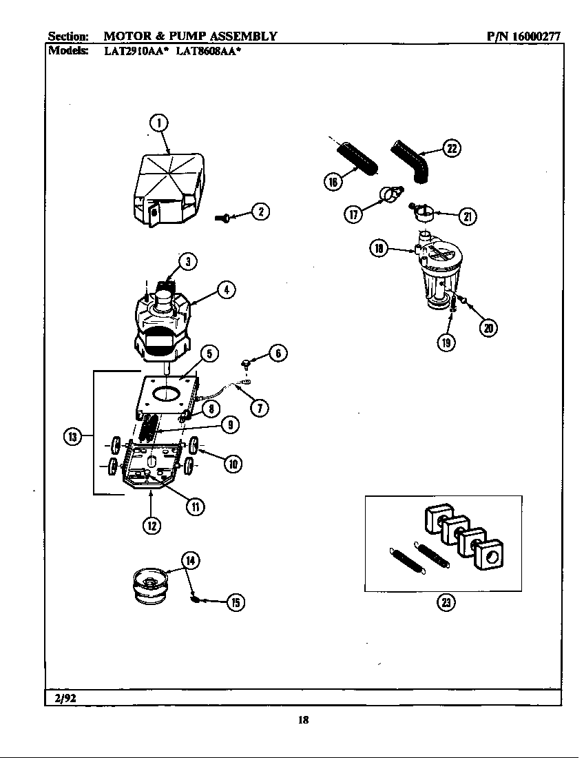 MOTOR & PUMP ASSEMBLY (LAT8608AAL) (LAT8608AAW)